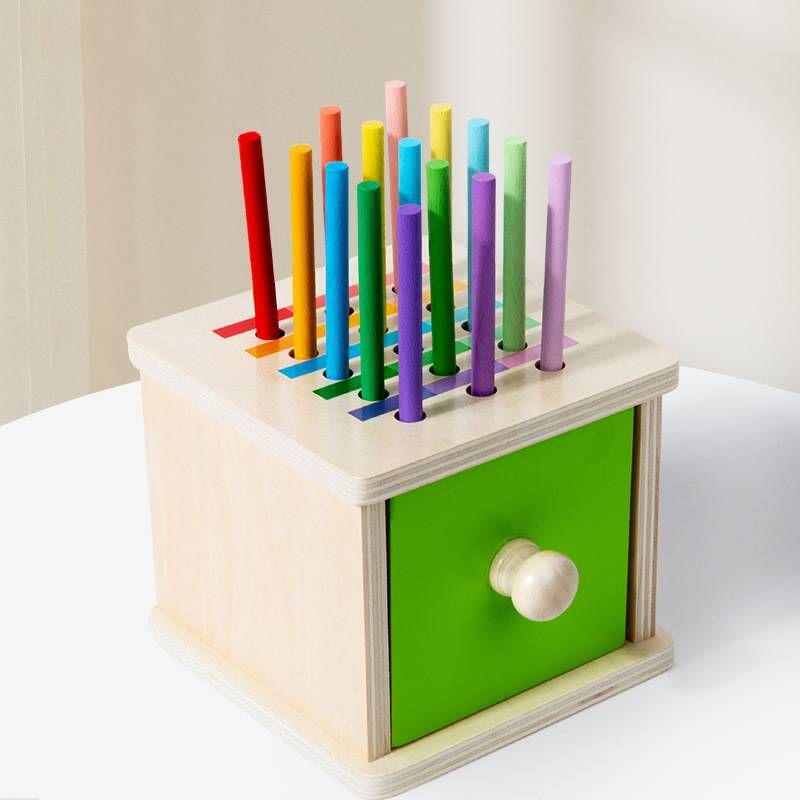 Farberkennungs-Klassifizierungsbox für Kinder, Schubladenbox-Matching, sensorisches Training, Einstecken von Stäben und Lernspielzeug_voghion.com