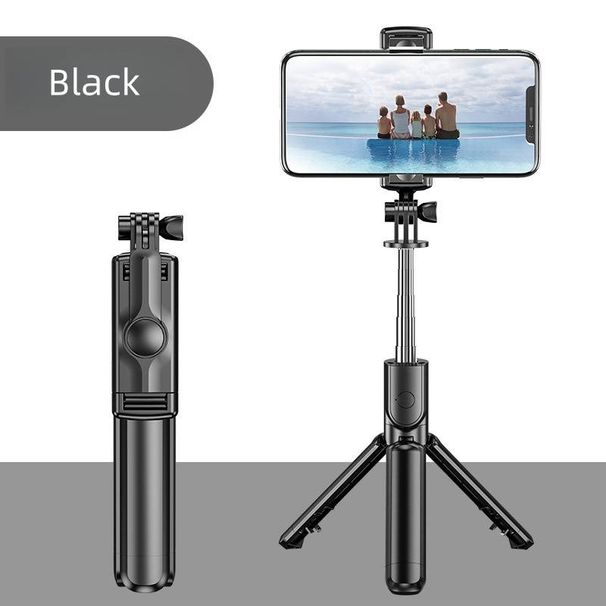 Bluetooth Selfie Stick Tripod With LED Light & Stabilizing Grip, 70cm-170cm Adjustable Phone Stand For Vlogging/Live Streaming (Black/White)_voghion.com