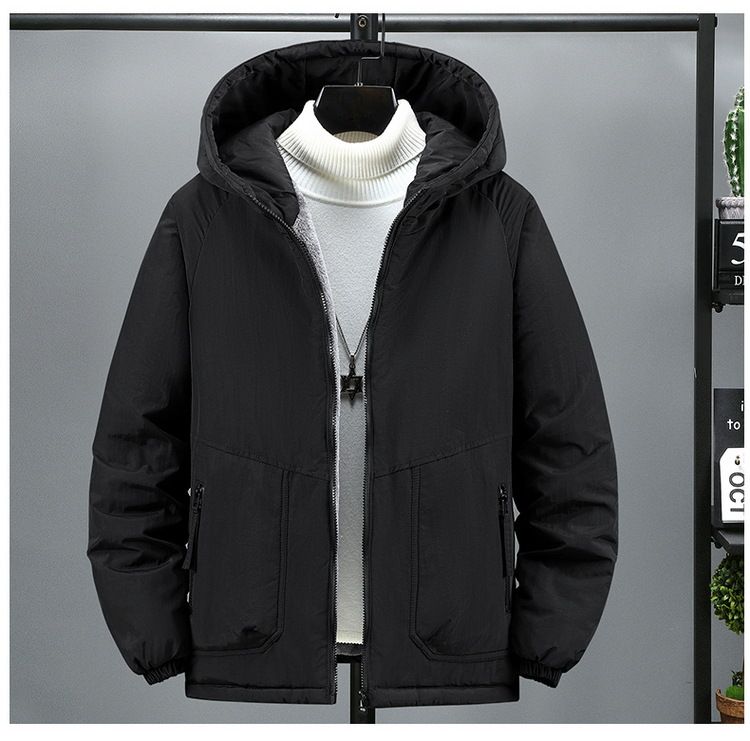 Herren-Winterjacke mit Fleecefutter und Kapuze – Warmer Mantel in Übergröße mit Reißverschlusstaschen, Pufferjacke aus Polyester für Freizeit und Outdoor_voghion.com