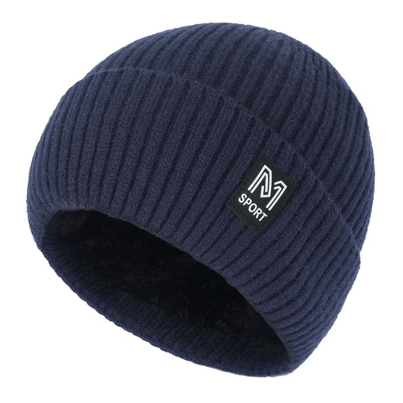 Gorro de lana nuevo de punto cálido con terciopelo grueso de algodón antifrío, protector de orejas para ciclismo, gorro con diadema para otoño y_voghion.com