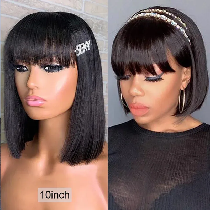 LUFFYHAIR 5x5 Silk Base Remy Bob Wigs Lede Side Part Brazilian Glueless Silk Base PU Human Hair Wig with Baby Hair_voghion.com