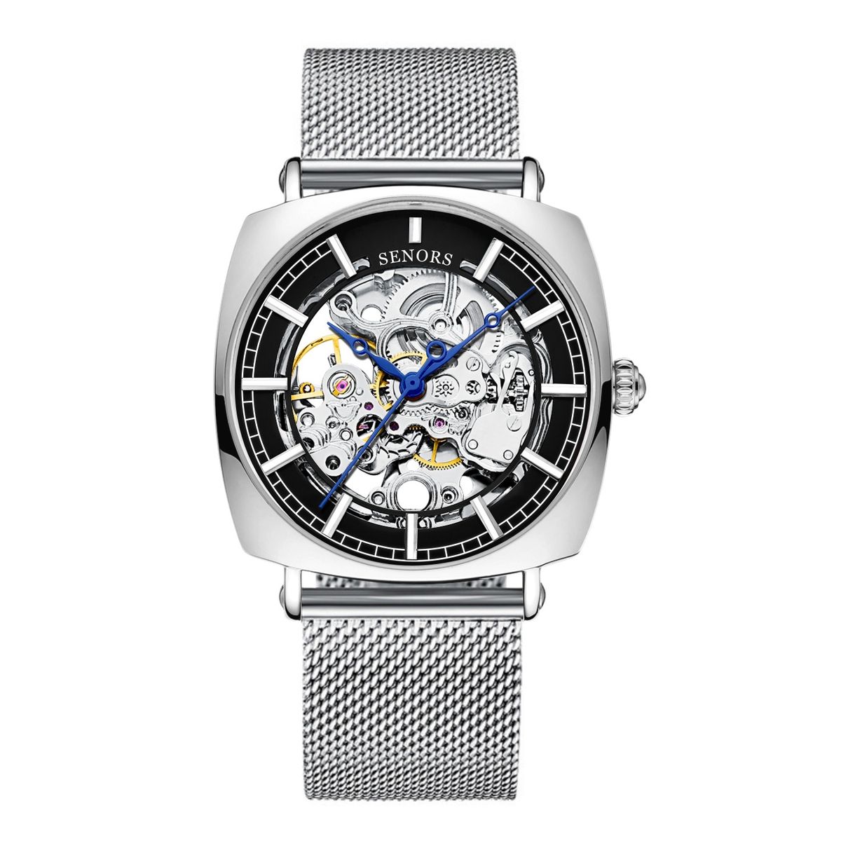 Senars New Square Machine Hollow Out Fully Automatic Mechanical Men's Watch Comfortable Silicone Watch SN212_voghion.com