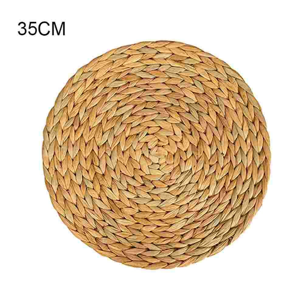 2Pcs Non-Slip Cup Table Matround Hyacinth Placemat Woven Wicker Insulation Cup Mats Straw Bowl Mats Coaster Decoration_voghion.com