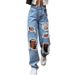 Women's fashion jeans ripped thin wash jeans pants_voghion.com