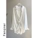 Camicia bianca a maniche lunghe in chiffon e abbigliamento anti-sole_voghion.com