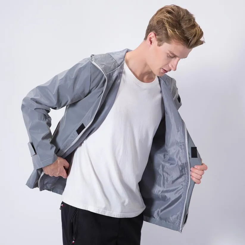 Men's Clothing outdoor sports street dance reflective windbreaker hooded jacket without hip hop jacket_voghion.com