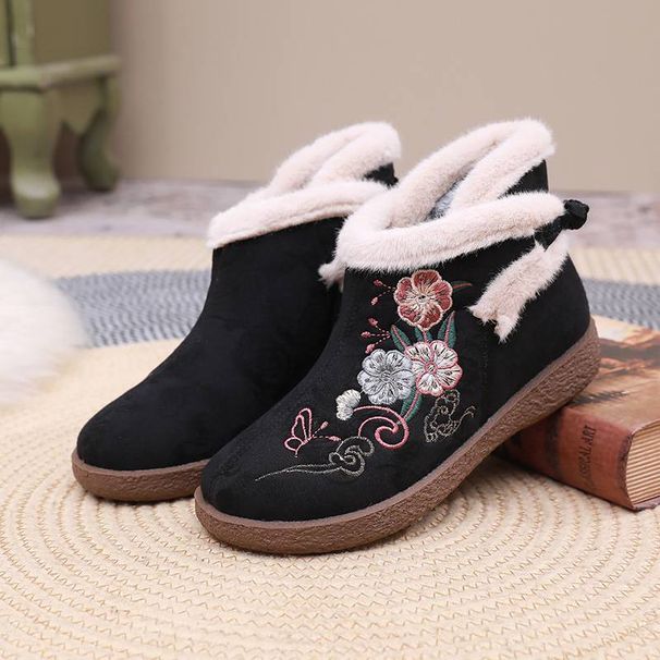 Wanter al Peking Stoffschuhe fir Fraen plus Fleece verdickt Mëttelalter an eeler ethnesch Wand Kottengstiwwelen rutschfest gestickte Kottengschuhe_voghion.com