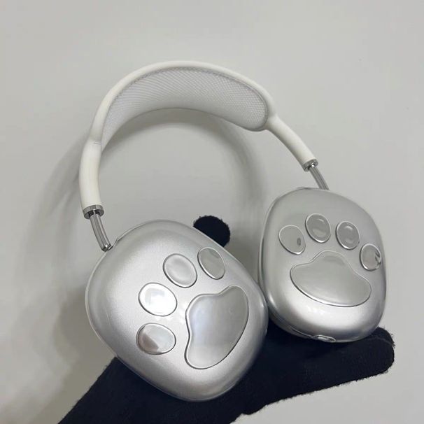 Schutzhülle im Instagram-Stil mit silbernem Katzenkrallen-Design für erstklassigen Kopfhörerschutz. Perfekte Passform für AirPods Max und andere kabellose Modelle._voghion.com