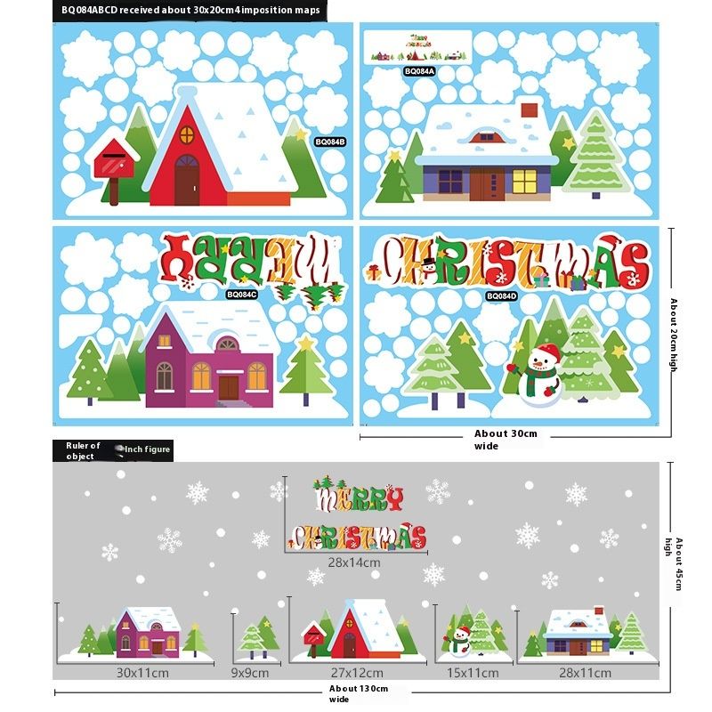 Christmas decorations, snowflake stickers, shopping mall doors, decorative glass display windows, scene arrangement_voghion.com