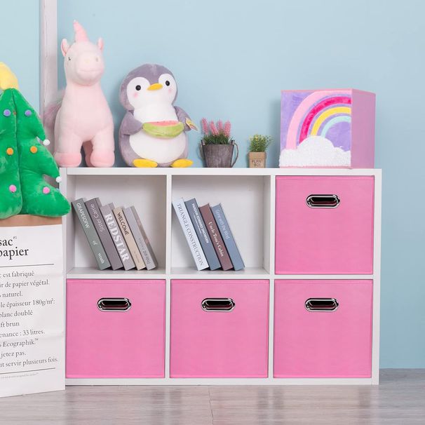 Contenitore portaoggetti pieghevole in tessuto con manici - Scatola organizer quadrata per cassetti dell'armadio e casa (multiuso, salvaspazio, antipolvere, grande capacità)_voghion.com