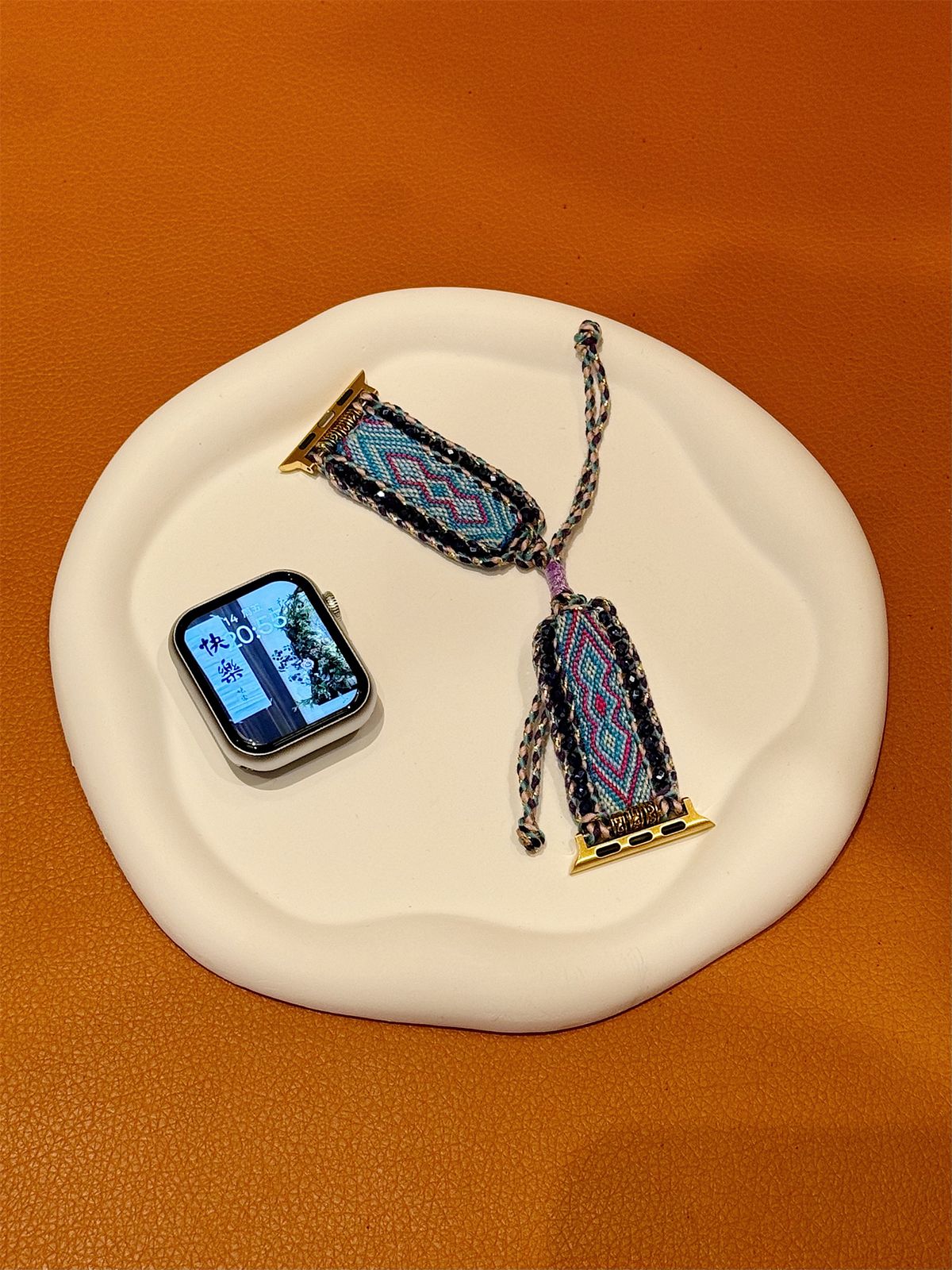 Pulseira de relógio para iWatch Ultra 2 Se 9/8/7/6 Pulseira de temperamento elegante trançada Pulseira de relógio 42/44/45/49mm 38/40/41mm_voghion.com