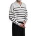 Polo col V à manches longues et revers pour homme, pull tricoté à rayures, léger, luxueux, style business, style ancien_voghion.com
