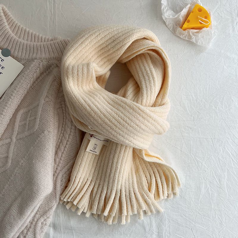 Vielseitiger, einfarbiger Teddybär-Patch, gestrickt für Frauen im Winter, dick und warm, trendiger Garnschal für Studentenpaare_voghion.com