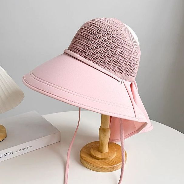 Summer Sunscreen Shawl Integrated Sun Hat Children Casual Versatile Breathable Ponytail Neck Empty Top Bucket Hat_voghion.com