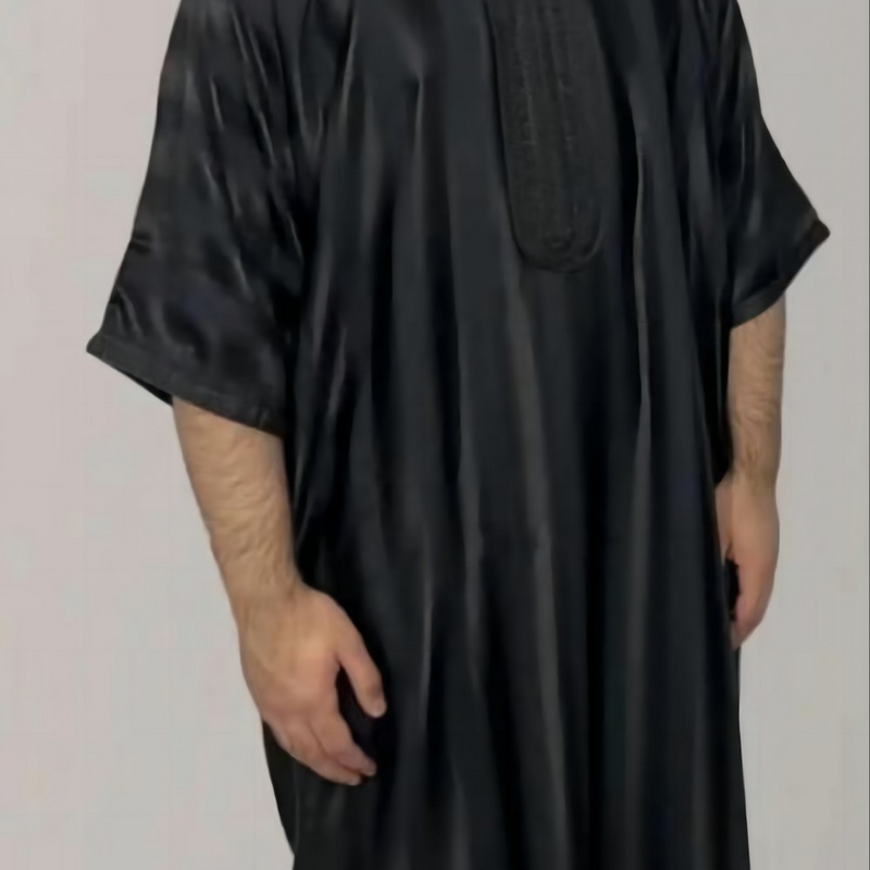 Men's Clothing best selling men's embroidered youth dark green Muslim robe for men_voghion.com