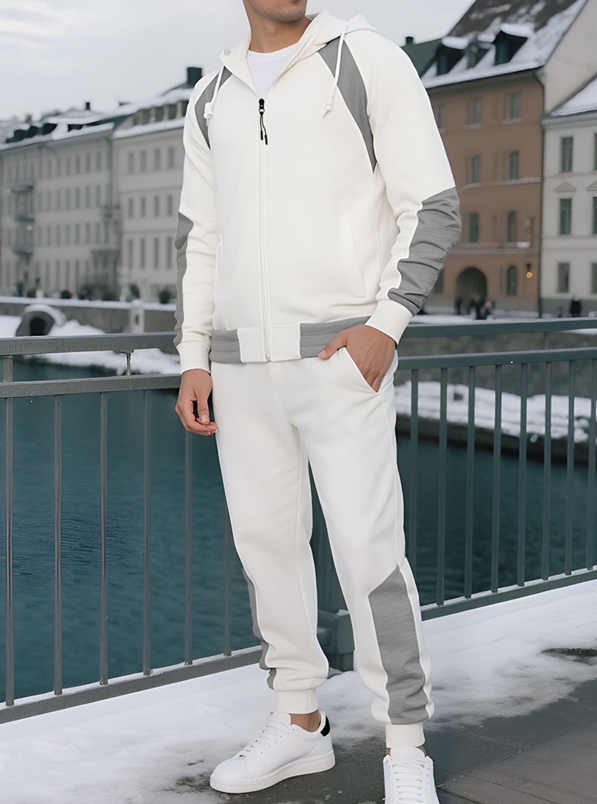 Herren-Set aus Kapuzenpullover und Jogginghose mit Reißverschluss – Leichter, sportlicher Zweiteiler, atmungsaktives Polyester für Fitnessstudio und Freizeit (Schwarz/Rot/Weiß/Grau, S-XXXL)_voghion.com