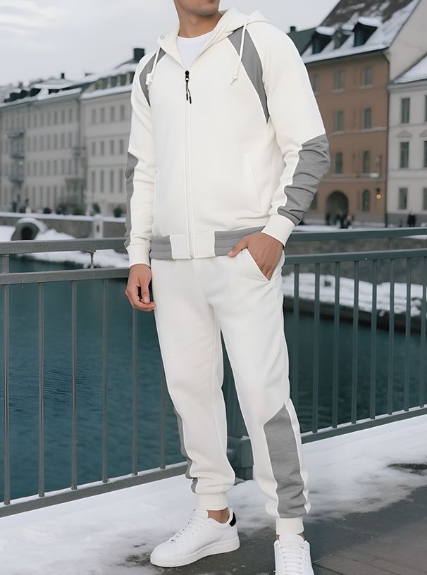 Herren-Set aus Kapuzenpullover und Jogginghose mit Reißverschluss – Leichter, sportlicher Zweiteiler, atmungsaktives Polyester für Fitnessstudio und Freizeit (Schwarz/Rot/Weiß/Grau, S-XXXL)_voghion.com