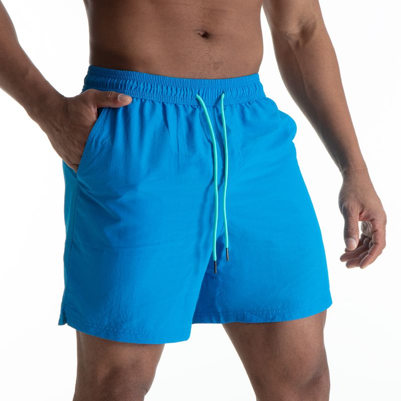 Erkek Avrupa Tarzı Şort - Suya Dayanıklı ve Plaj ve Yüzme İçin Astarlı (Körüklü Kasık Geniş Kesim Hızlı Kuruyan Siyah/Mavi S-XXL)​_voghion.com