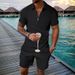 Unbeatable Quality 2025 Men's Short Sleeved Shorts Summer Small Square Casual Loose Half Zip Collar Set For Men_voghion.com