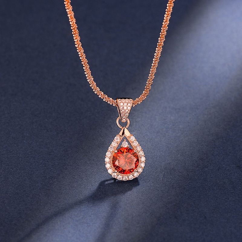 Neuer 3-Karat-Granatapfel-Rot-Zirkon-Champagner-Goldschmuck Bunter Schatz-Anhänger Leichter Luxus-Hochwertiger Ring für Damen_voghion.com