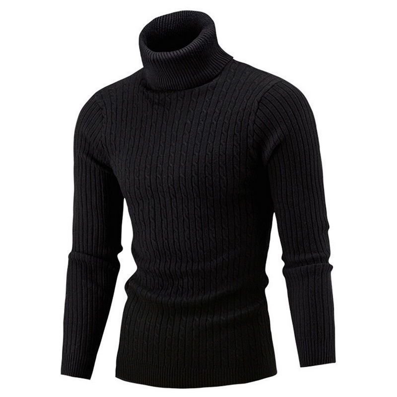 Maglione da uomo a maniche lunghe a collo alto autunno e inverno Maglieria da uomo a collo alto in lino casual a maniche lunghe_voghion.com