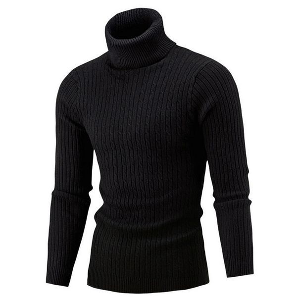 Maglione da uomo a maniche lunghe a collo alto autunno e inverno Maglieria da uomo a collo alto in lino casual a maniche lunghe_voghion.com