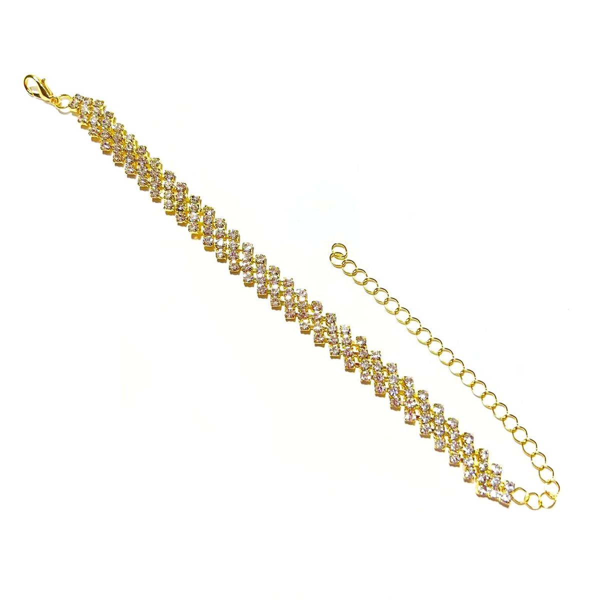 Cavigliera con ciondolo a forma di croce intarsiata con strass a rombo, 2024, accessori moda_voghion.com