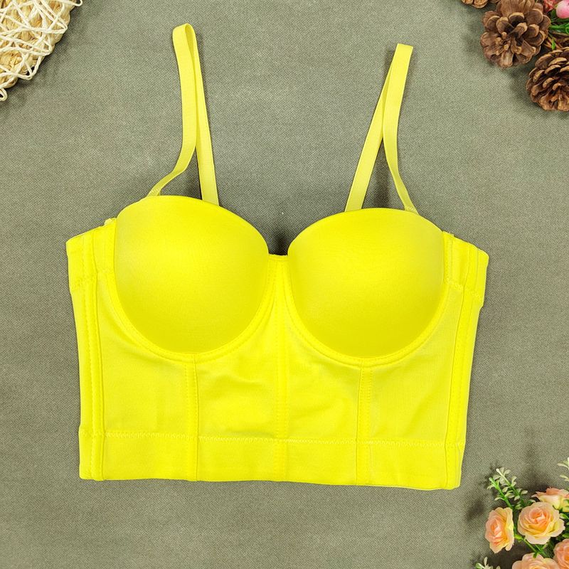 Women's Clothing Large Size Camisole Without Underwear Hot Girl Tops Women Short Style Exposed Navel Sexy Fishbone Tube Top Solid Color_voghion.com