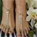 New accessory beach rhinestone women's ankle chain barefoot sandals with AB diamond toe embellishment_voghion.com