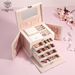 Large capacity five layer leather makeup box, multi-layer jewelry storage box_voghion.com