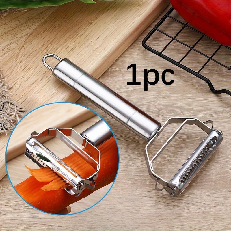 1 Stück, Müheloses Zubereiten von Obst und Gemüse mit dem multifunktionalen 2-in-1-Schäler, der Reibe und dem Zerkleinerer_voghion.com