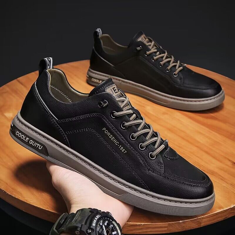 2024 Spring new breathable Korean version versatile leather sports and leisure board shoes_voghion.com