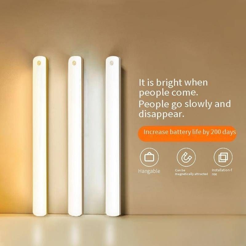 Luz LED com sensor de movimento - Luz noturna magnética recarregável para armário/closet/corredor (liga/desliga automaticamente, 3 modos de cor, ajustável em 180°)_voghion.com