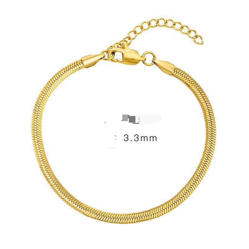 Jewelry & Accessories Gold Snake Bone Bracelet Men Hip Hop Popular Titanium Steel Gold Square Bead Bracelet Women Ins High End_voghion.com