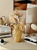 1PC Bump Design Art Contemporary Style Threaded Ceramic Vase Gold Fillable Water Ornament Flower Arrangement Vase_voghion.com