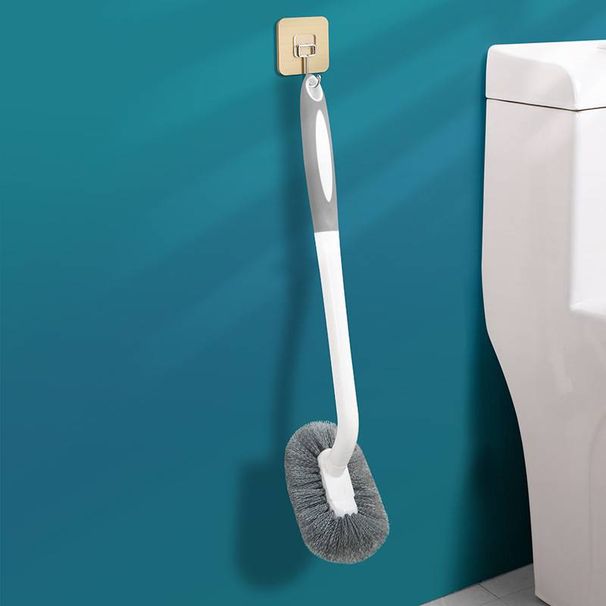 Scopino per WC a parete con manico lungo – Setole morbide, installazione senza trapano, strumento salvaspazio per la pulizia del bagno (blu/grigio/arancione, plastica)_voghion.com