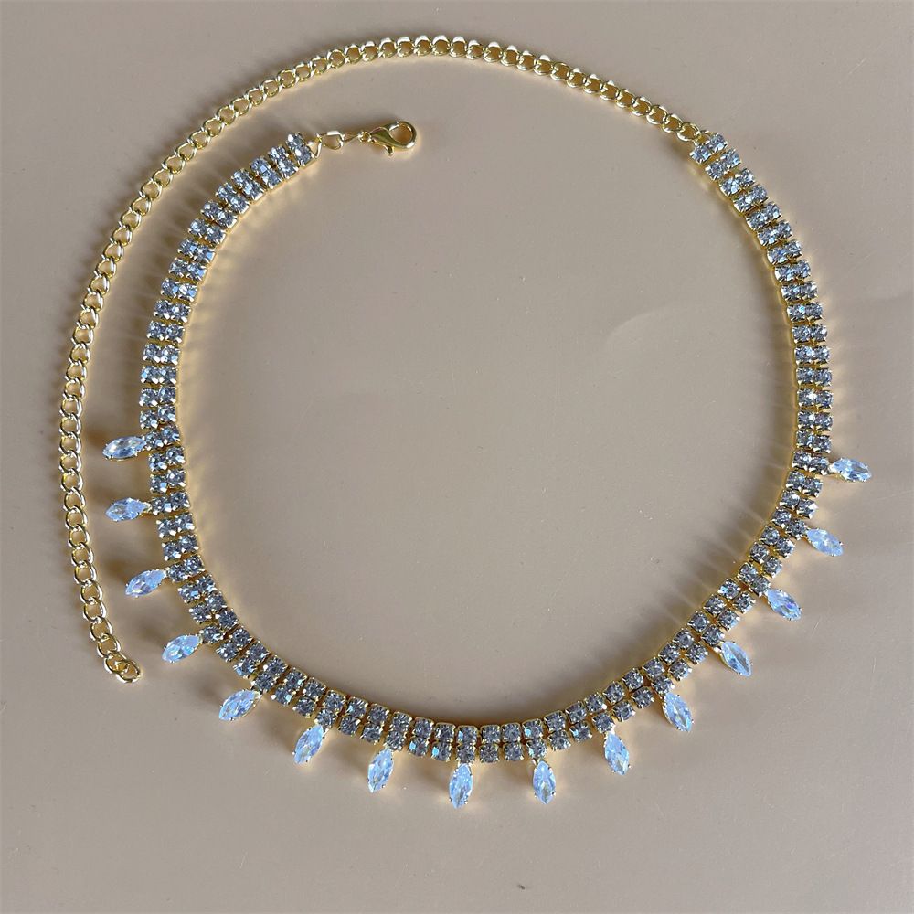 Neues Produktzubehör: Personalisierte, einfache, gezahnte Wasserhalskette mit Diamanten, Schlüsselbeinkette, Halskette_voghion.com