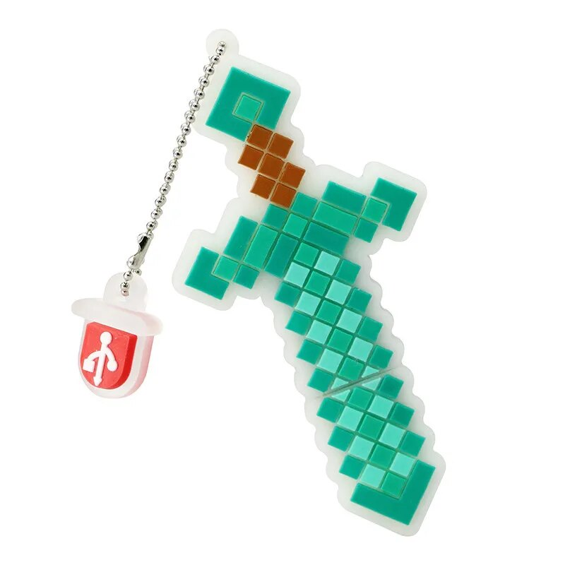 Pendrive Green Sword 16GB 32GB 64GB 128GB 256G Pen Drive Cartoon Spitzhacke USB 2.0 Flash Memory Stick Cle_voghion.com