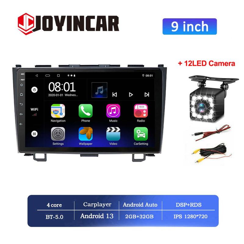 Joyincar 4 Core Android 13 2 Din Car Radio Multimedia Video Player For Honda CRV CR-V 2006-2012 Carplayer GPS Autoradio Head Unit_voghion.com