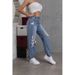 Women's Clothing Street Straight Pants Ripped Thin Light Blue Pants_voghion.com