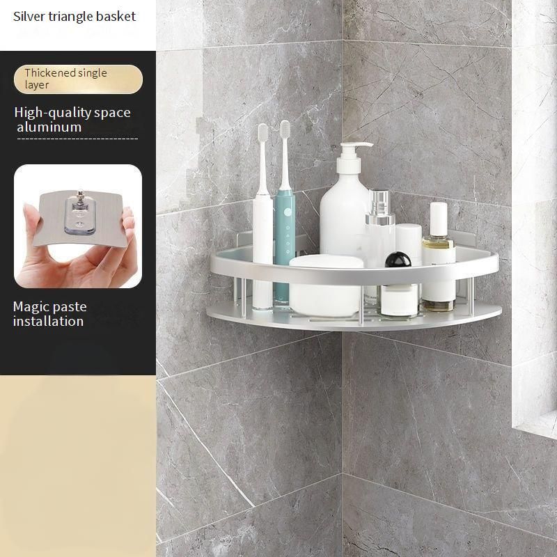 Organizador de baño de pared sin taladro, resistente al agua, para ducha, inodoro, tocador, adhesivo, para toallas, cosméticos y artículos de tocador._voghion.com