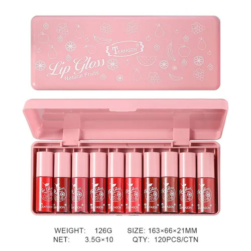 Lipgloss 10-delige roze parelmoeren lipmake-upset - lipgloss, getinte lipkleuring, hydraterend en langdurig, met een prachtige spiegelglansfinish_voghion.com