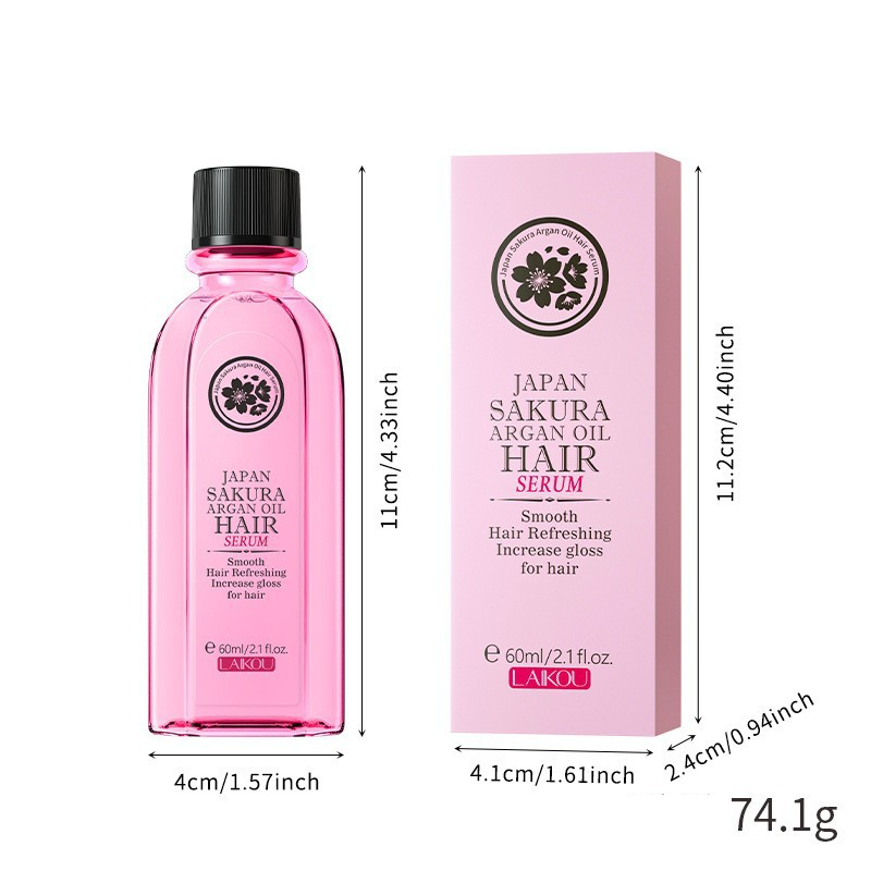 Gommages et soins corporels Essence capillaire à l'huile d'argan Sakura japonaise 60 ml Soin capillaire Emballage anglais Spot_voghion.com