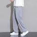 Pantalon d'été en maille de soie glacée pour homme, fin, respirant, ample, jambes larges, drapé, style sportif d'été, style patchwork décontracté_voghion.com