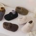 Kids' Fleece-Lined Indoor Slippers – Cozy Winter House Shoes With Hook & Loop Closure (Unisex, Sizes 23-32, Beige/Brown/Black)_voghion.com