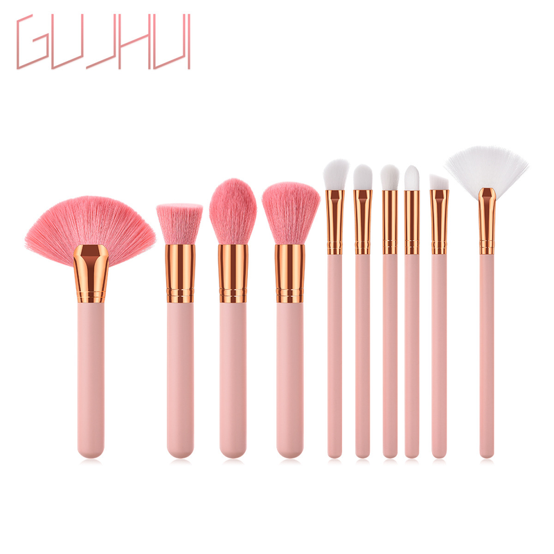 10 pennelli per trucco strumenti per trucco pennello per ombretto in polvere in polvere set per trucco in lana da corsa in oro rosa GUJHUI_voghion.com
