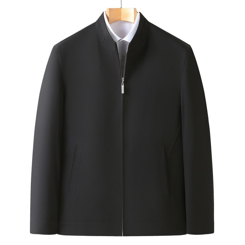 CT Spring Autumn Size Men's Jacket For Middle-aged And Elderly, Extra Large Fat Man, Plus Size, Solid Color, Stand Collar,_voghion.com