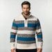 Men's Half-Zip Sweater, Winter Warm Fleece-Lined Pullover, Thickened Striped Knit With Stand Collar, Breathable Polyester Blend (M-3XL)_voghion.com