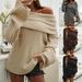 Women's Clothing autumn and winter temperament loose solid color pullover long sleeved sweater_voghion.com