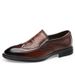 MUDESHEN Brogue Crocodile Pattern Men Slip-On Top Layer Cowhide Business Formal Leather Shoes_voghion.com